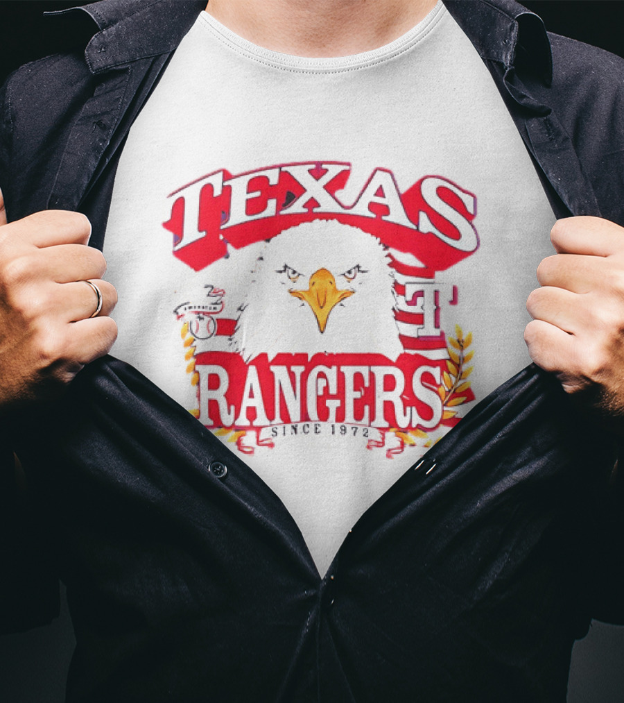 Texas Rangers Eagle American Flag Since 1972 T-Shirt