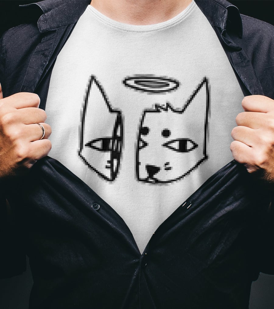 RIPNDIP Angel Cat Face Mirror T-Shirt