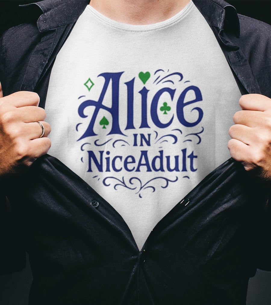 Alice In NiceAdult Playing Card T-Shirt