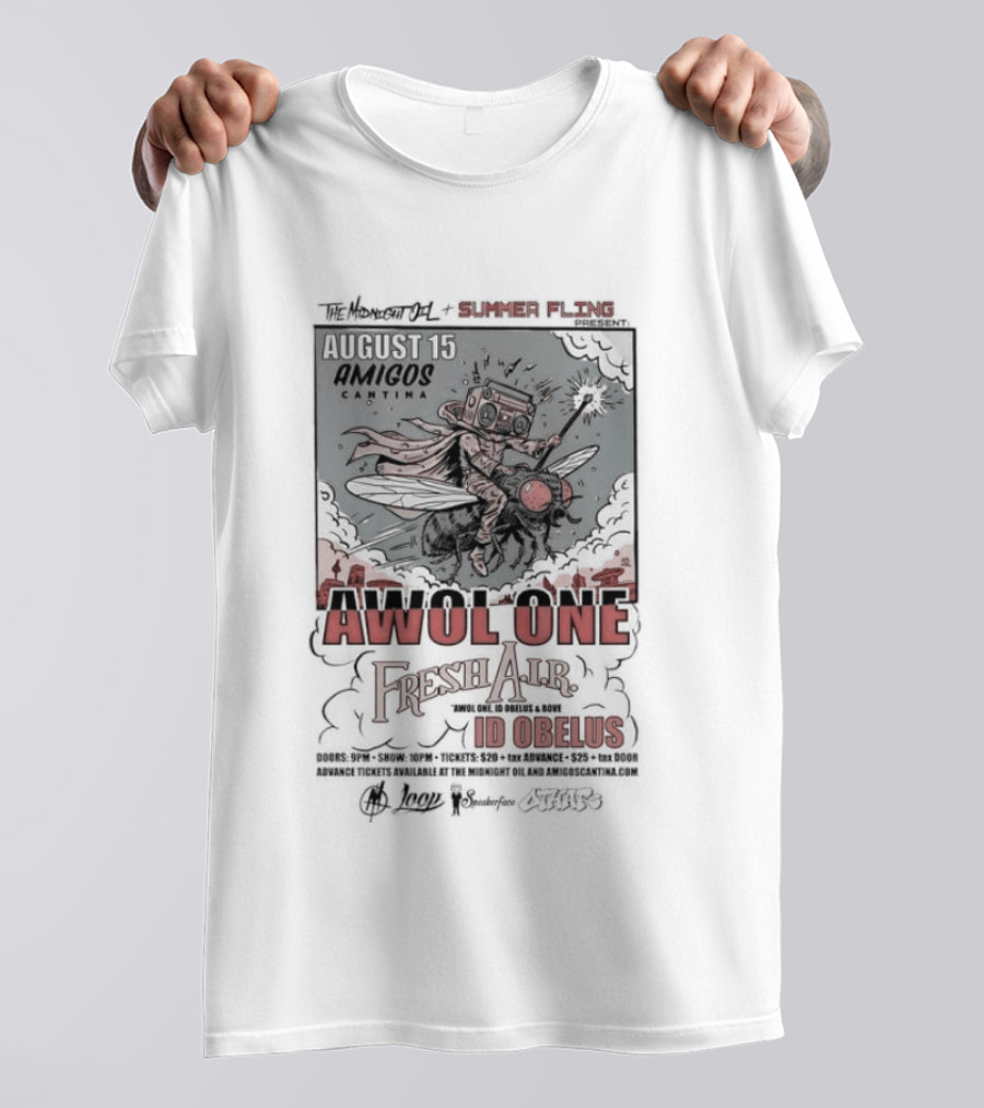 Awol One Fresh Air Id Obelus Amigos Cantina August 15 Concert Event T-Shirt