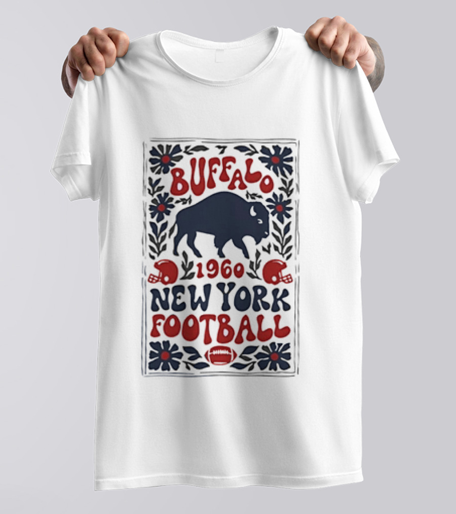 Buffalo Bills 1960 New York Football Vintage Style With Helmet And Buffalo T-Shirt