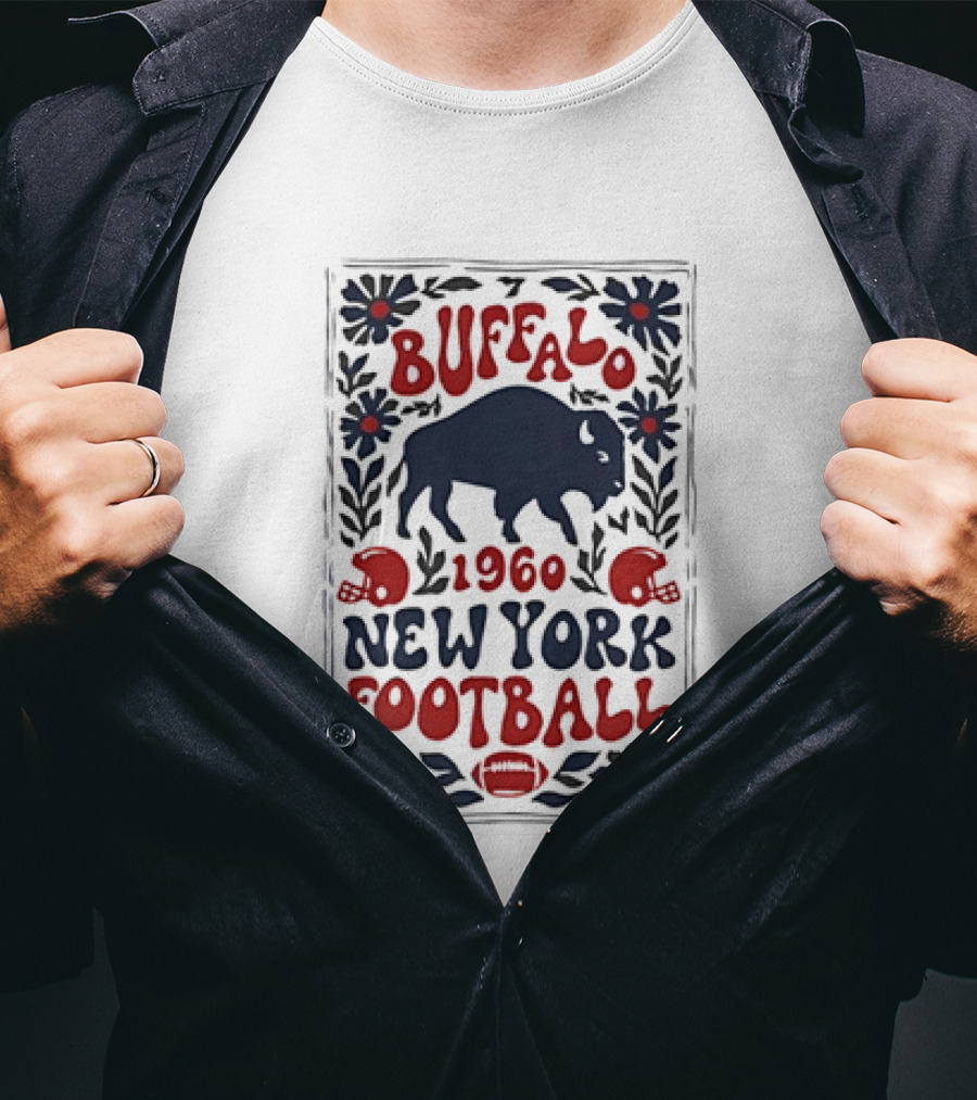 Buffalo Bills 1960 New York Football Vintage Style With Helmet And Buffalo T-Shirt