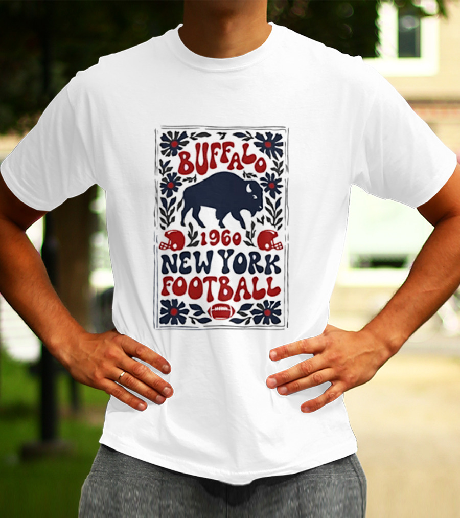 Buffalo Bills 1960 New York Football Vintage Style With Helmet And Buffalo T-Shirt