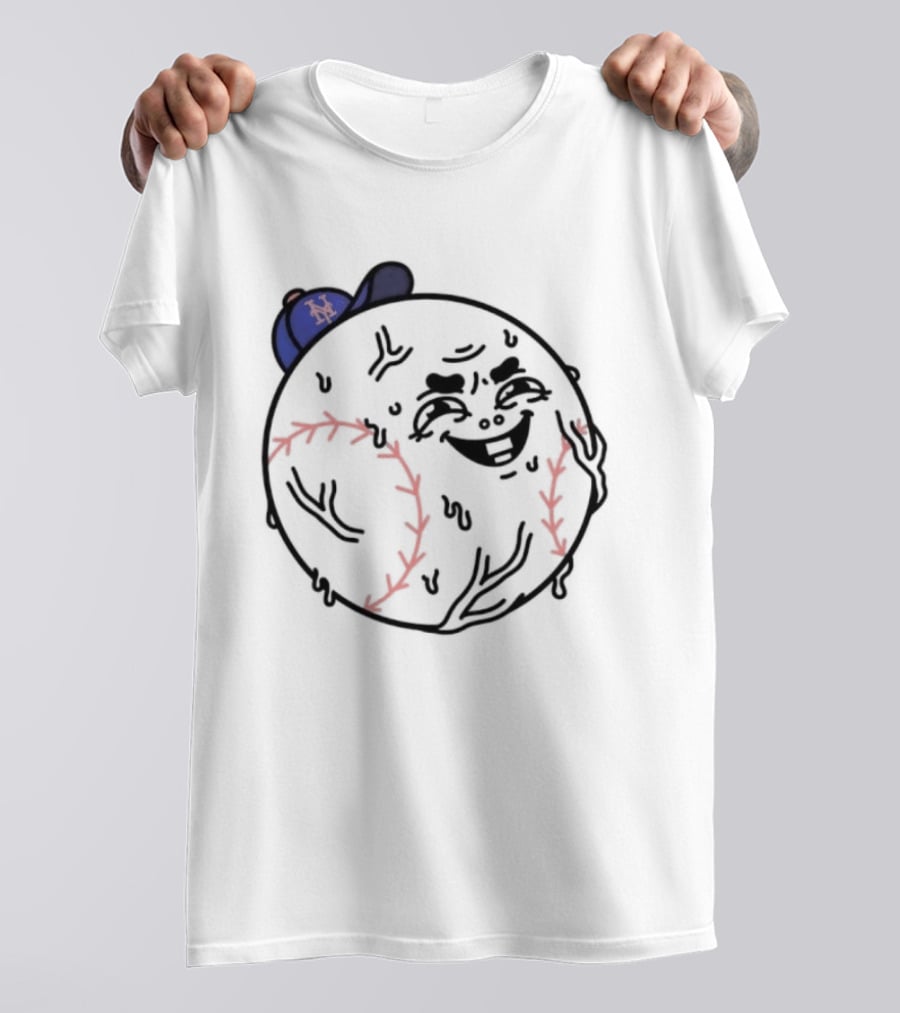 Mr Met New York Mets Baseball Sweat Drip Face MLB T-Shirt