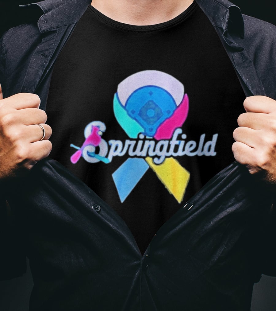 Springfield Baseball Ribbon Against Cancer Cardinal T-Shirt