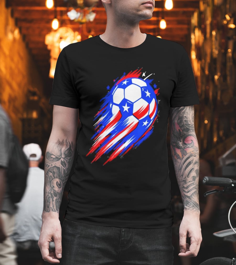USA Cup 2026 Soccer Ball Stars And Stripes Brush Stroke T-Shirt