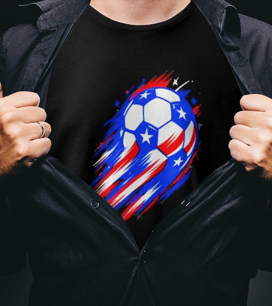 USA Cup 2026 Soccer Ball Stars And Stripes Brush Stroke T-Shirt