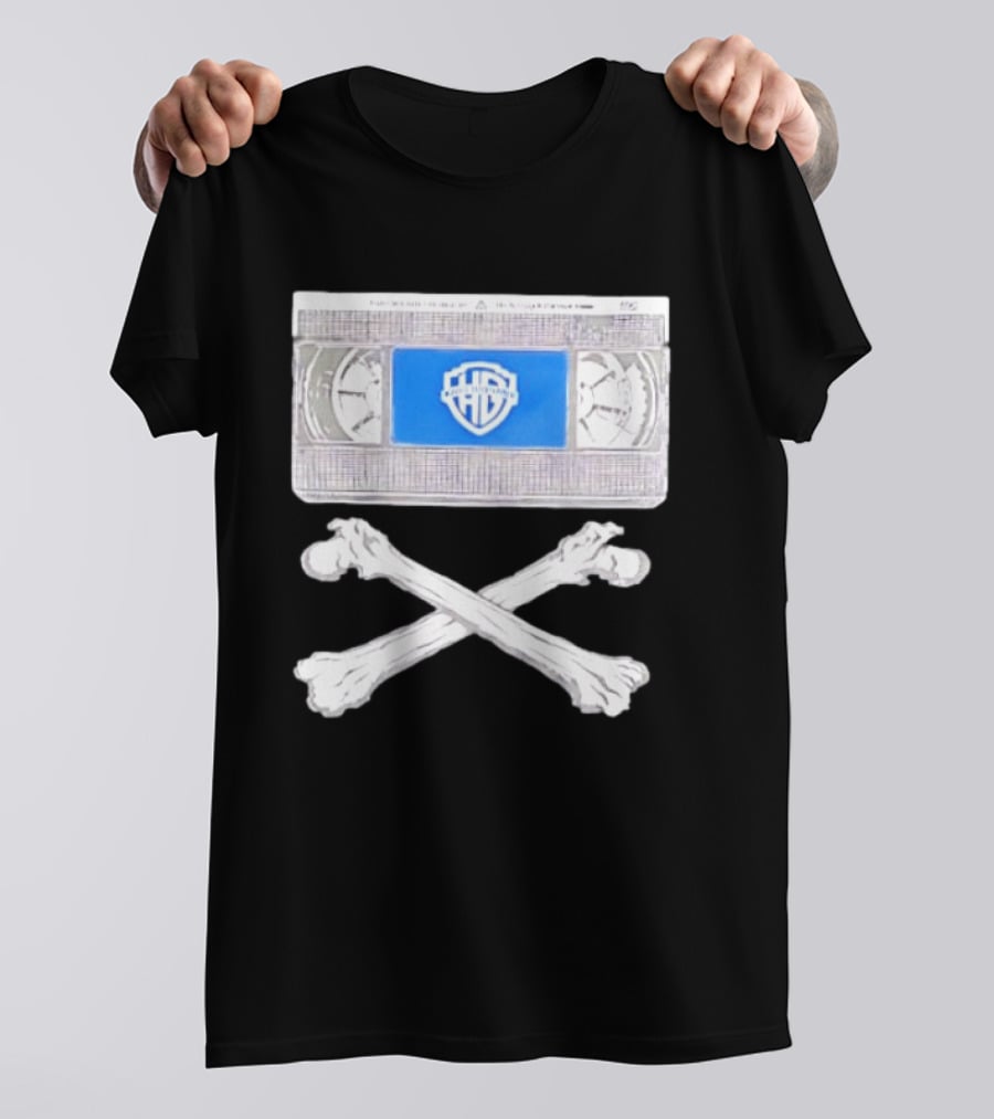 Warner Brothers VHS Tape Crossbones Skull T-Shirt