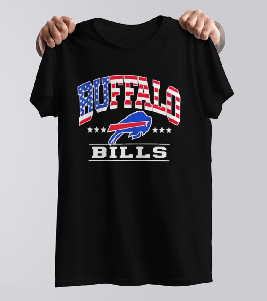 Buffalo Bills Stars And Stripes USA Flag Football Team T-Shirt
