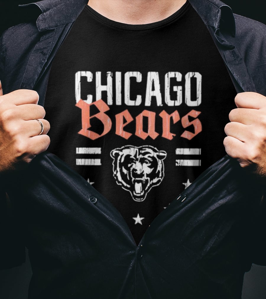Chicago Bears Patriotic Americana Stars Bear Head T-Shirt
