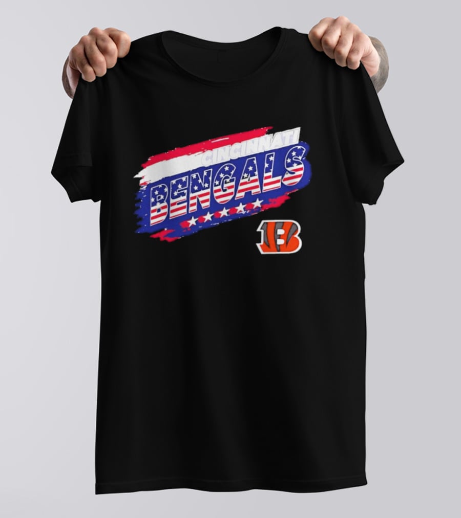 Cincinnati Bengals Stars And Stripes American Flag NFL Team Fan Gear T-Shirt