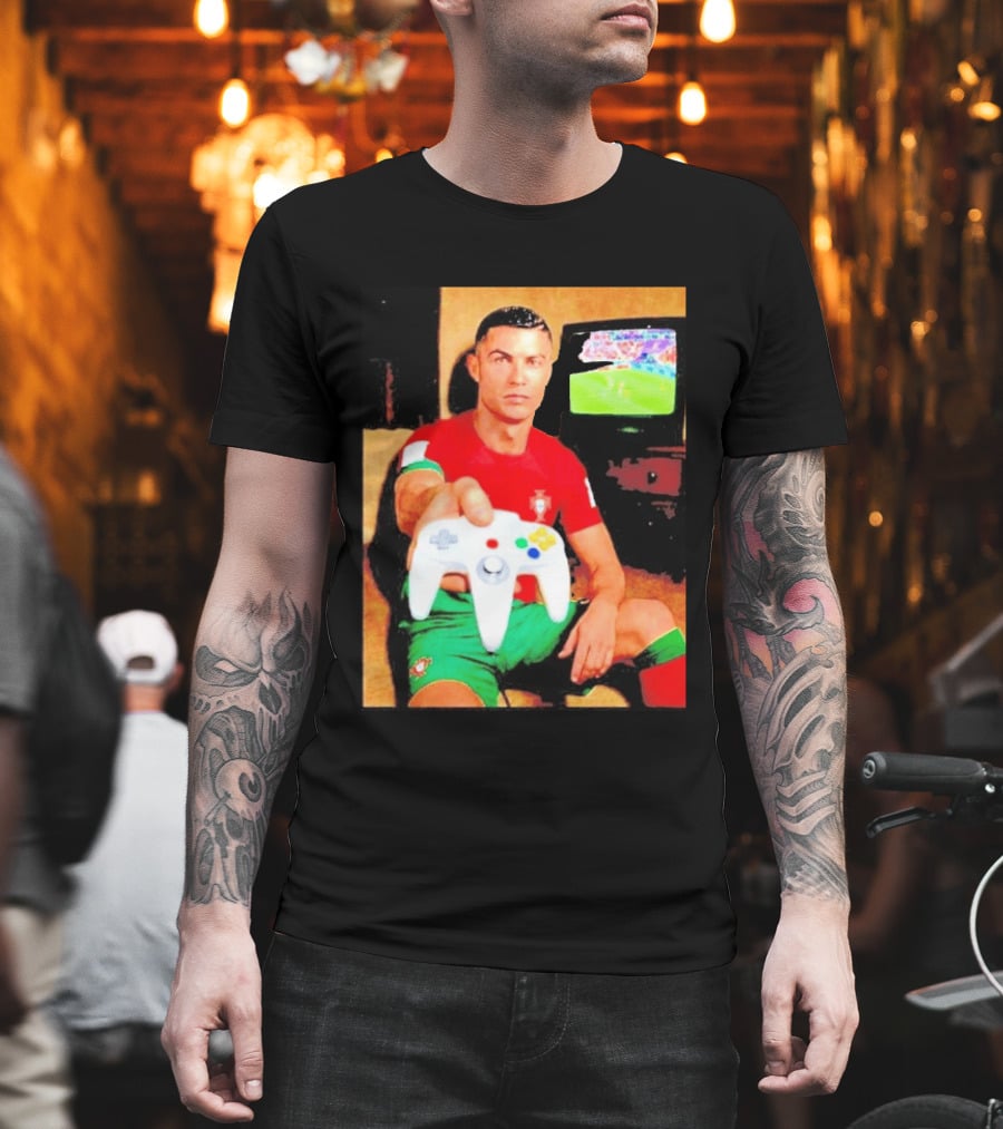 Cristiano Ronaldo Portugal National Team Soccer Gaming Controller Retro Gamer T-Shirt