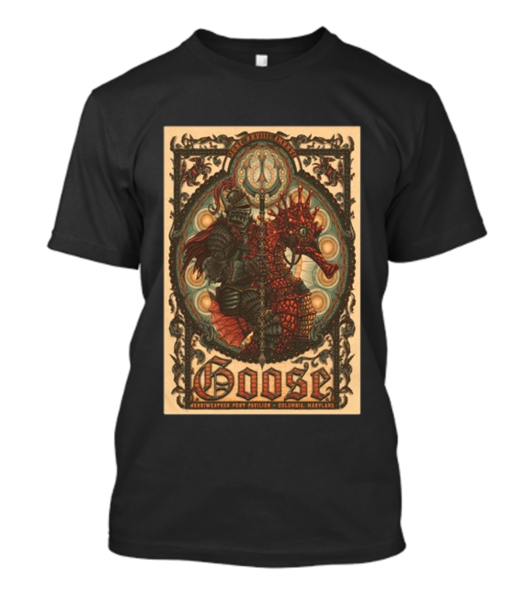 Goose June 28 2026 Merriweather Post Pavilion Columbia Maryland Knight And Dragon Trident T-Shirt