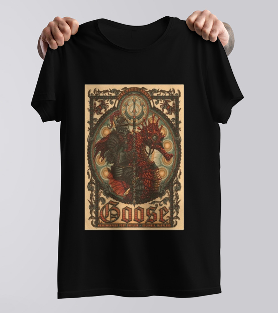 Goose June 28 2026 Merriweather Post Pavilion Columbia Maryland Knight And Dragon Trident T-Shirt