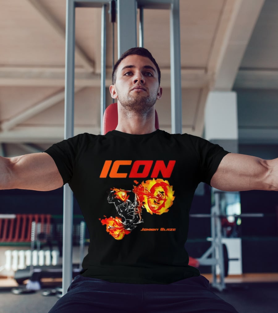 ICON Johnny Blaze Marvel Ghost Rider Fiery Motorcycle T-Shirt