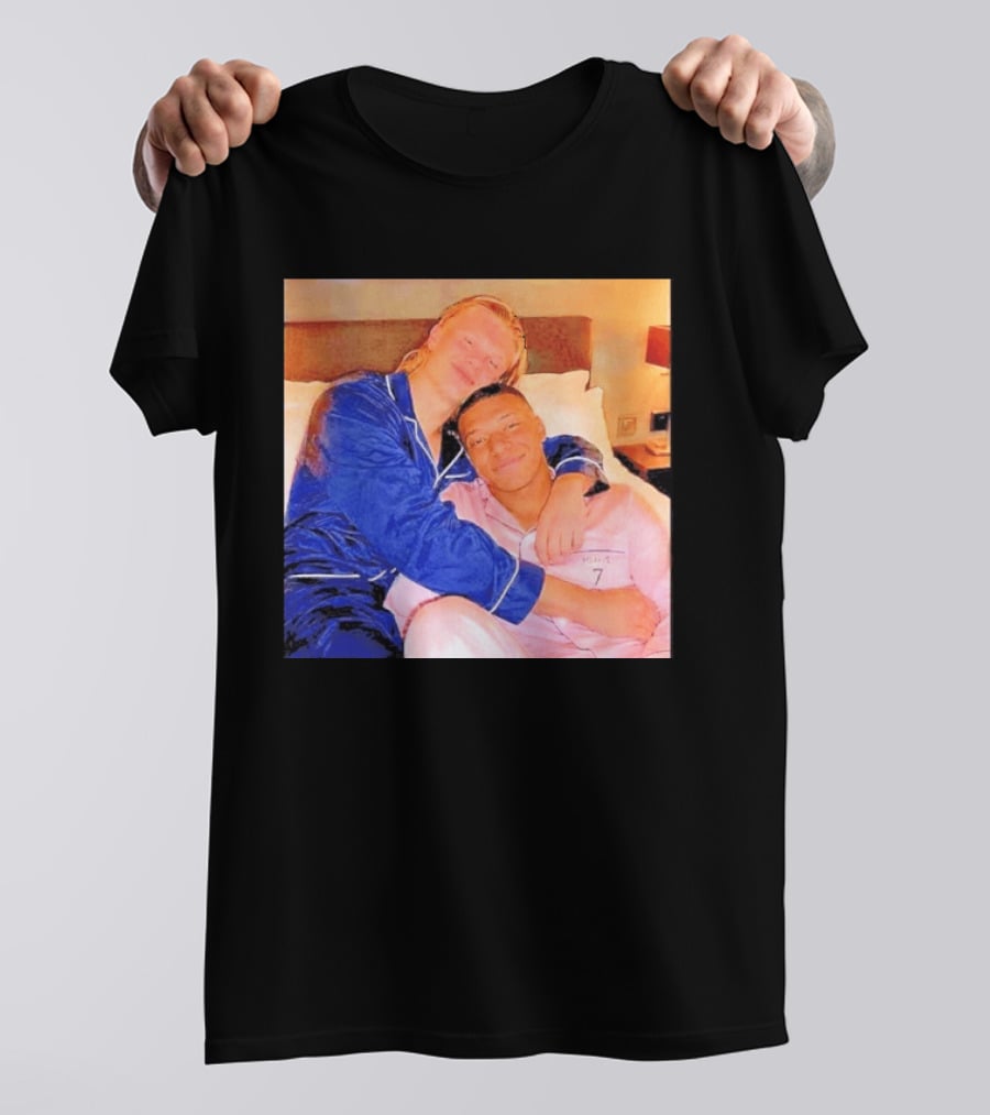 Kylian Mbappé Erling Haaland Pajama Party Soccer Stars Relaxing Together T-Shirt