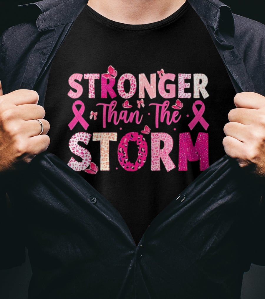 Stronger Than The Storm Pink Ribbon Butterfly Awareness T-Shirt