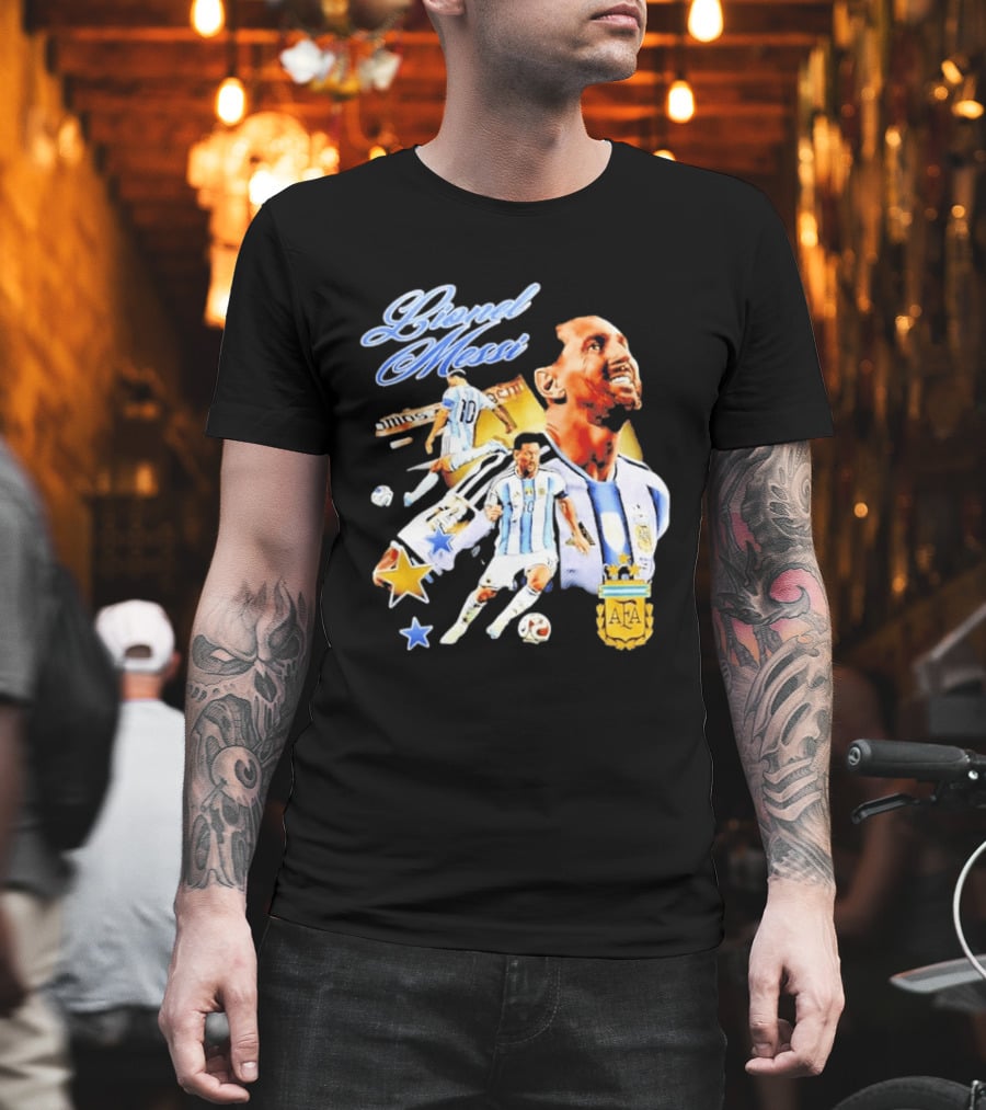 Lionel Messi Argentina National Football Team AFA Striker Soccer Star Blue White Kit T-Shirt