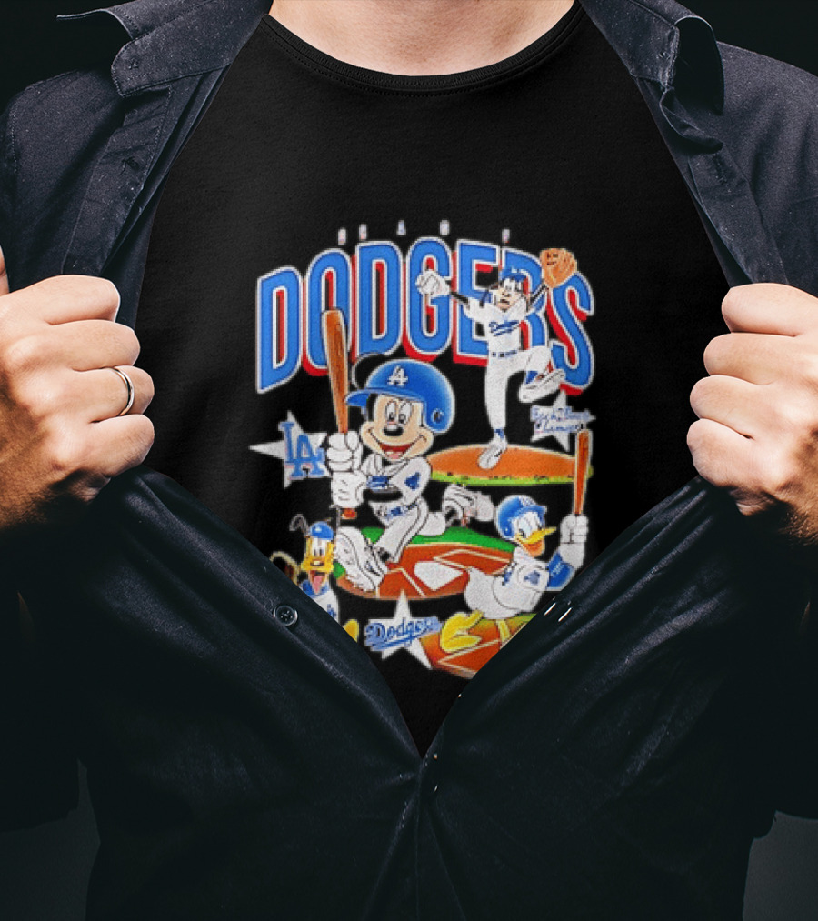 MOONLANDGOODS 2020 Mickey Goofy Pluto Donald Baseball Team Los Angeles Dodgers T-Shirt