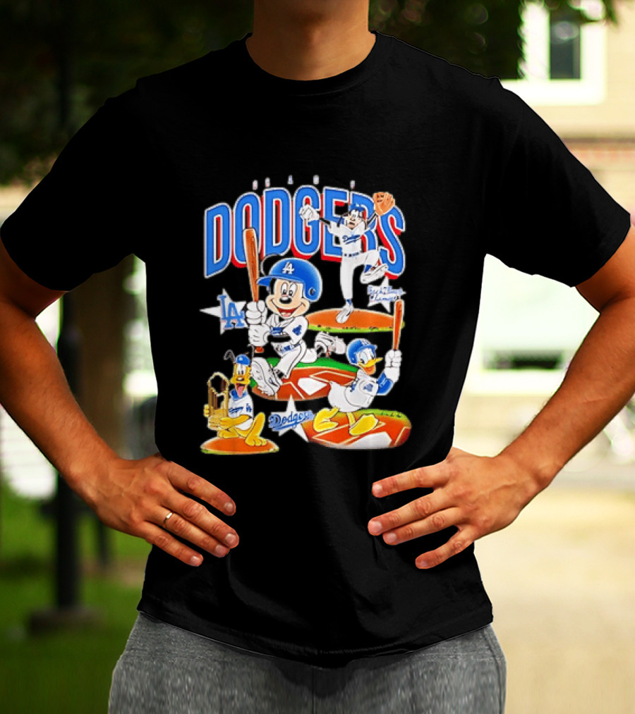 MOONLANDGOODS 2020 Mickey Goofy Pluto Donald Baseball Team Los Angeles Dodgers T-Shirt