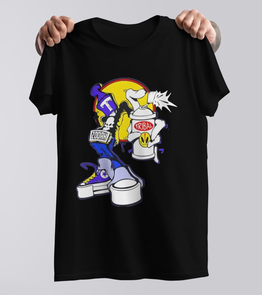 Tribal Zodak Graffiti Urban Streetwear Style Retro Hip Hop T-Shirt