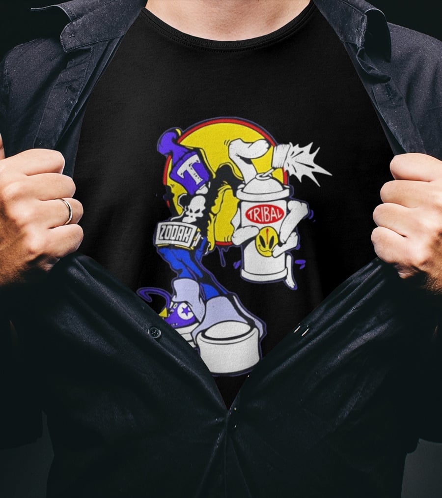 Tribal Zodak Graffiti Urban Streetwear Style Retro Hip Hop T-Shirt