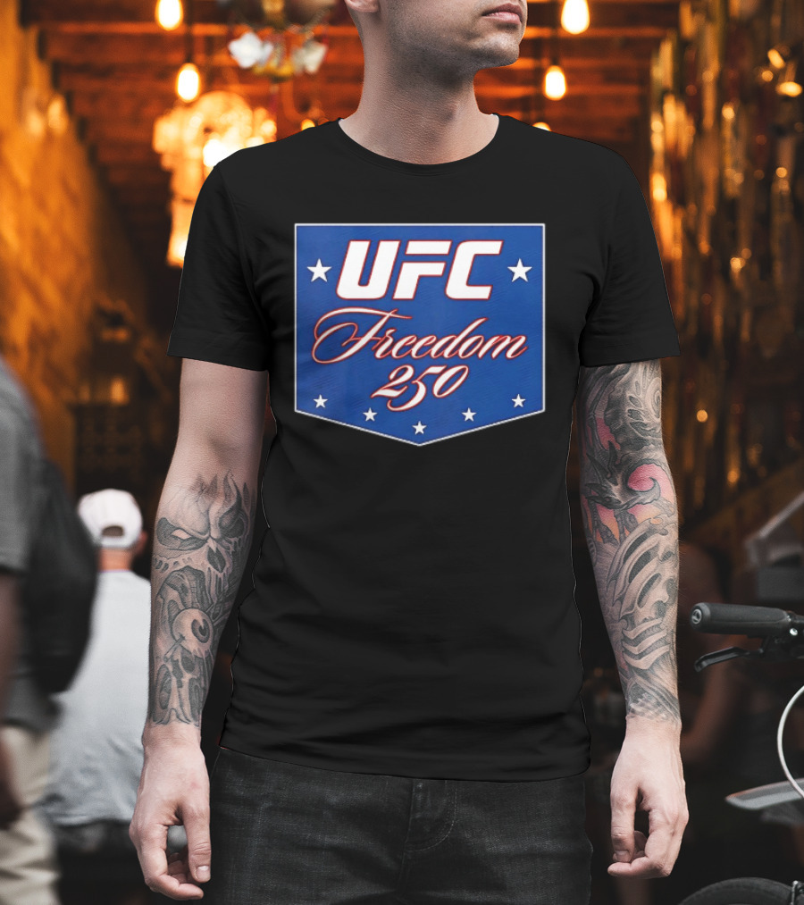 UFC Freedom 250 Stars And Script On Blue T-Shirt