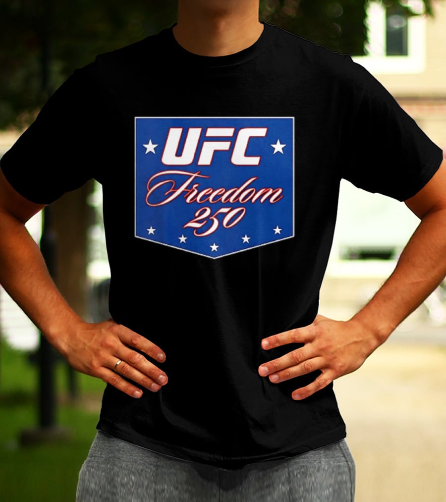 UFC Freedom 250 Stars And Script On Blue T-Shirt