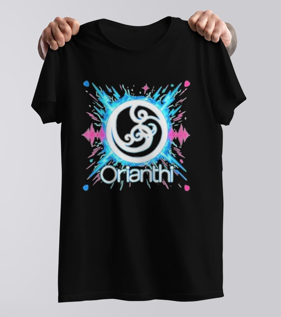 Orianthi Neon Bolt Vibrant Blue And Pink Energy Burst T-Shirt