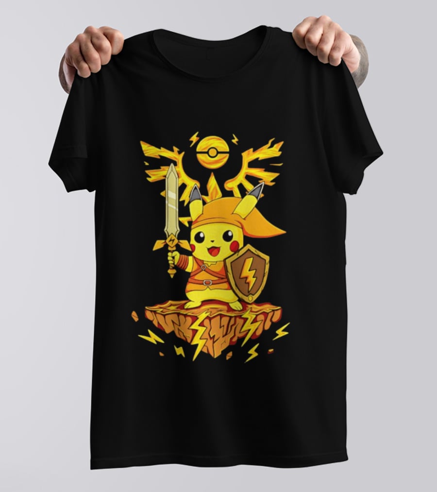 Pikachu Of Link Legend Of Electric Sword And Lightning Shield T-Shirt
