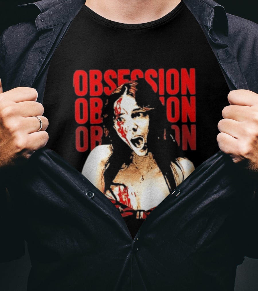 Obsession Screaming Woman Bloody Top Repeated T-Shirt