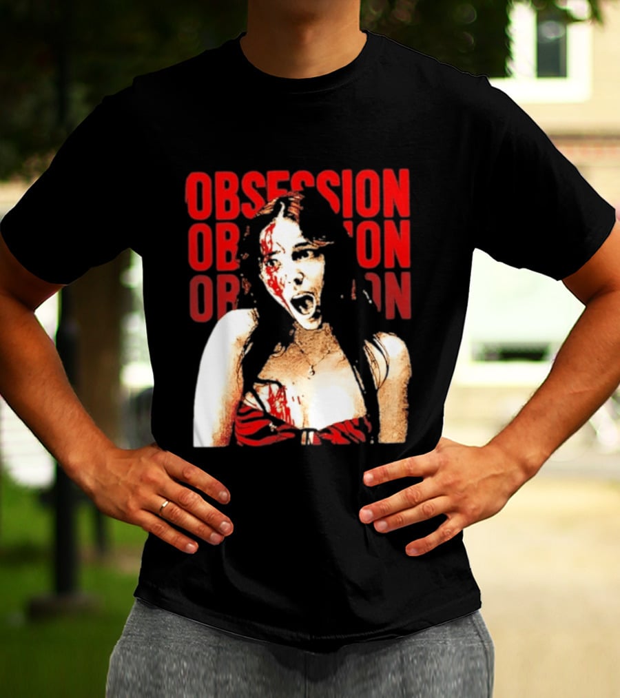 Obsession Screaming Woman Bloody Top Repeated T-Shirt