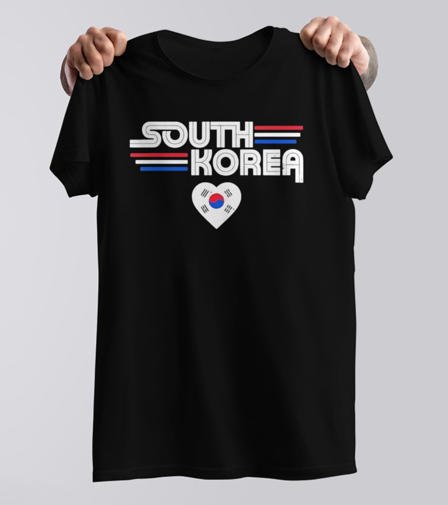 South Korea Heart Flag With Red And Blue Stripes T-Shirt