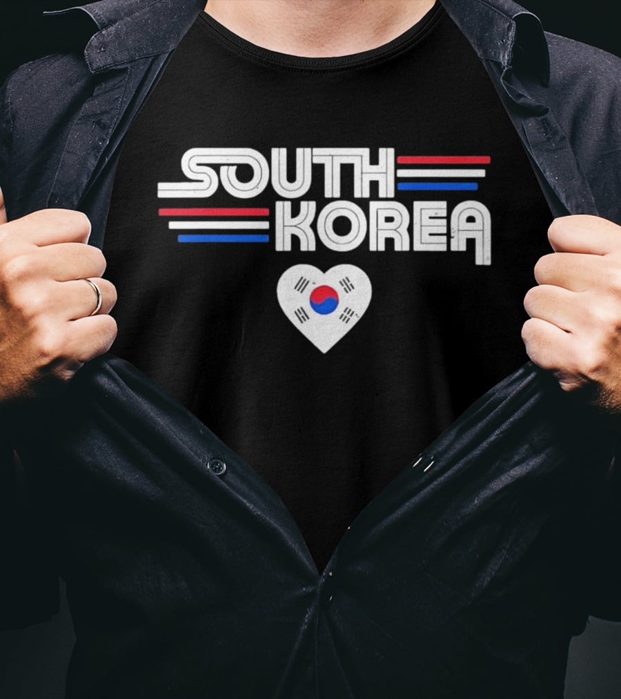 South Korea Heart Flag With Red And Blue Stripes T-Shirt