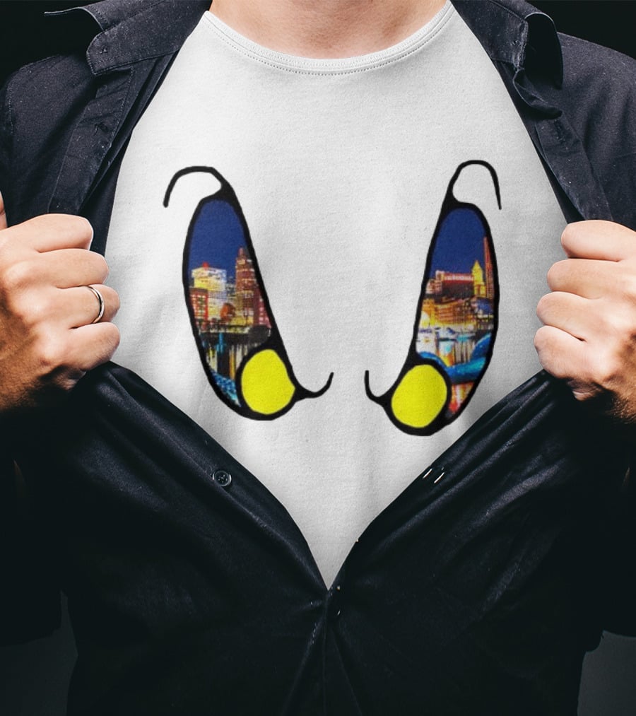 Boston Nightlife Cityscape Reflection In Eyes T-Shirt