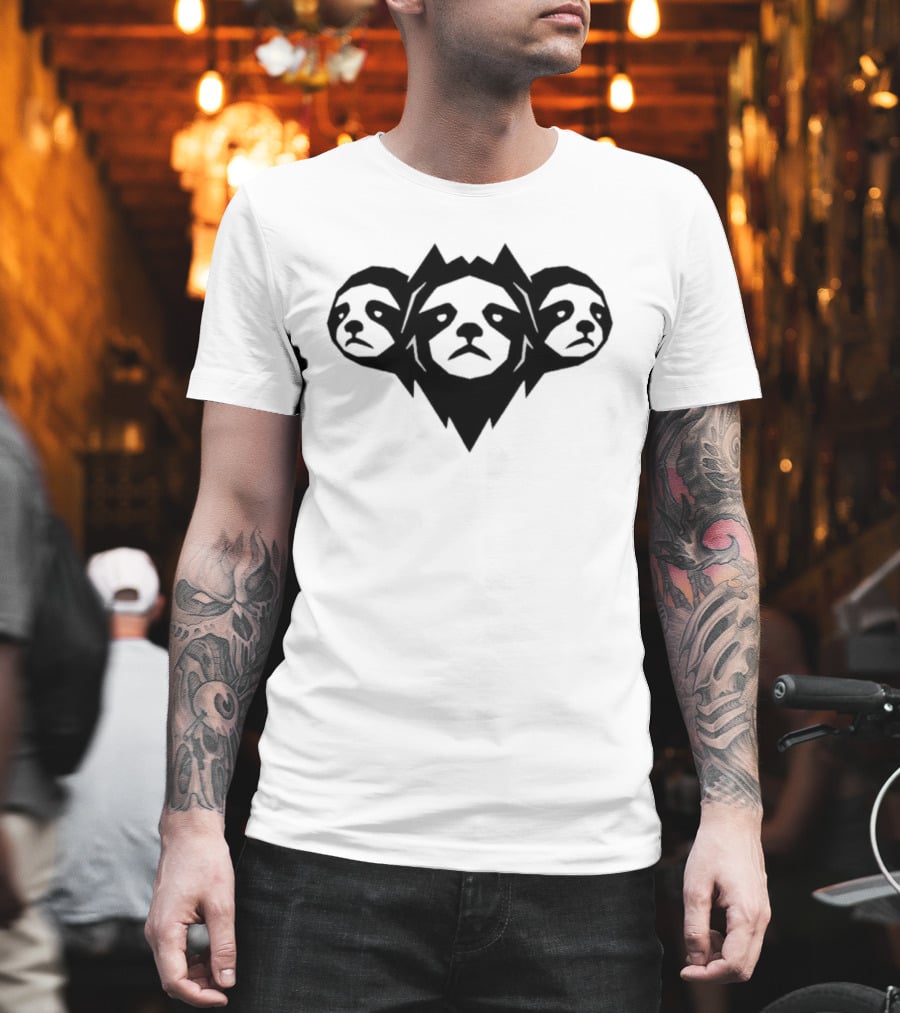 Cyber Sloth Geometric Minimalist Animal Faces Trio T-Shirt