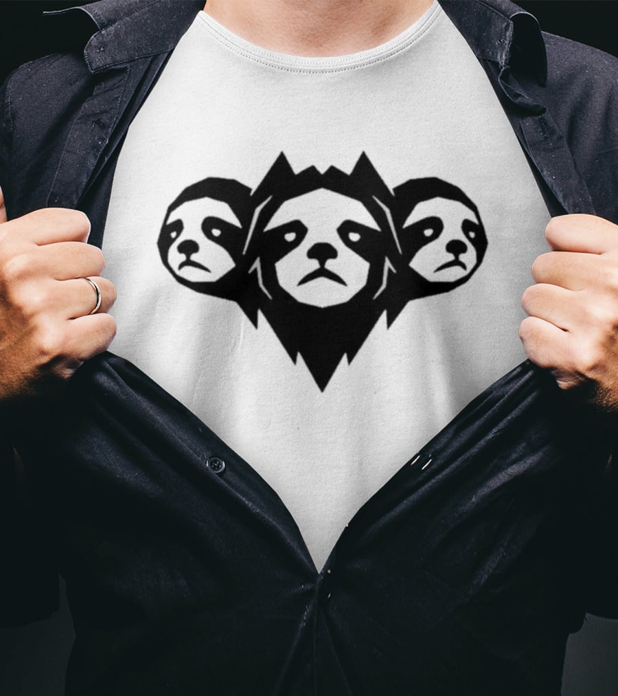 Cyber Sloth Geometric Minimalist Animal Faces Trio T-Shirt