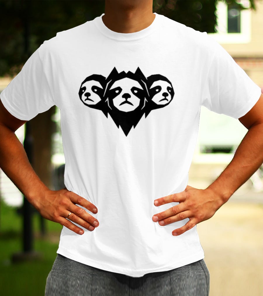Cyber Sloth Geometric Minimalist Animal Faces Trio T-Shirt