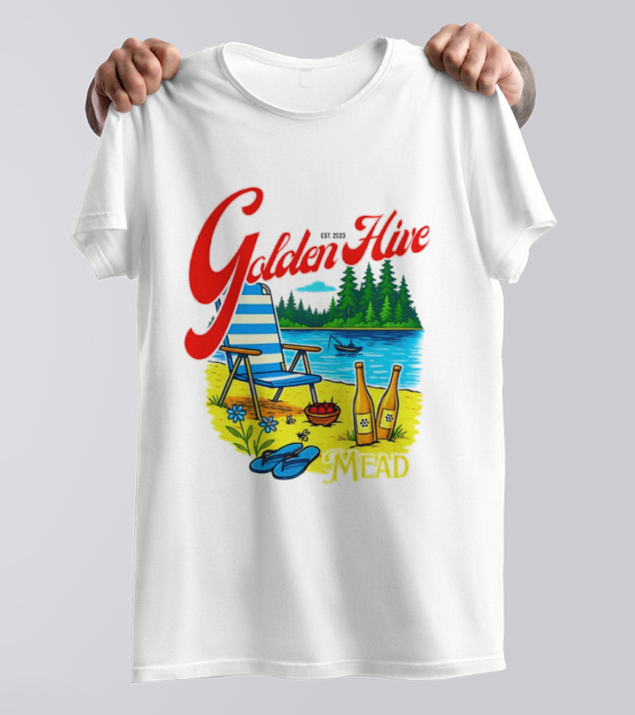 Golden Hive Mead Est 2023 Lakefront Bliss Vintage Escape T-Shirt