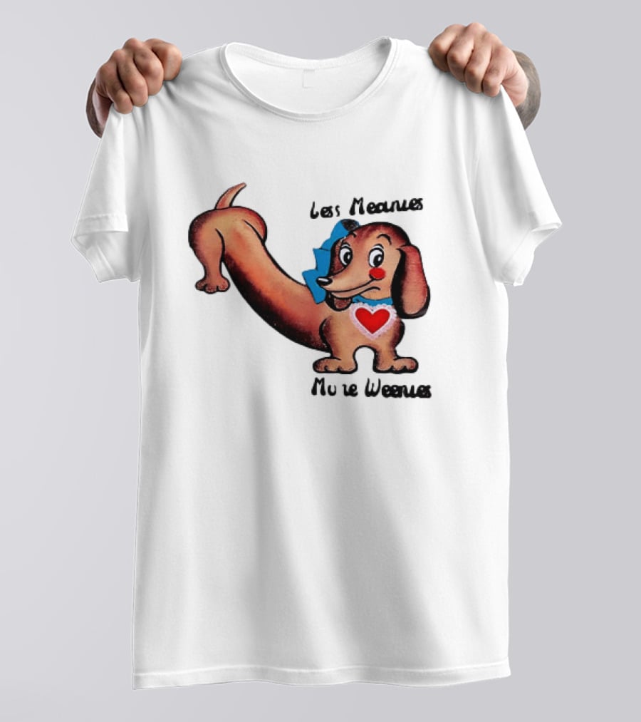 Less Meanies More Weenies Cute Dachshund With Heart And Bow T-Shirt