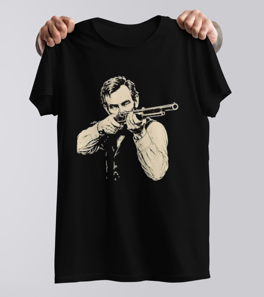 Abraham Lincoln With Lever Action Rifle Famous United States President T-Shirt