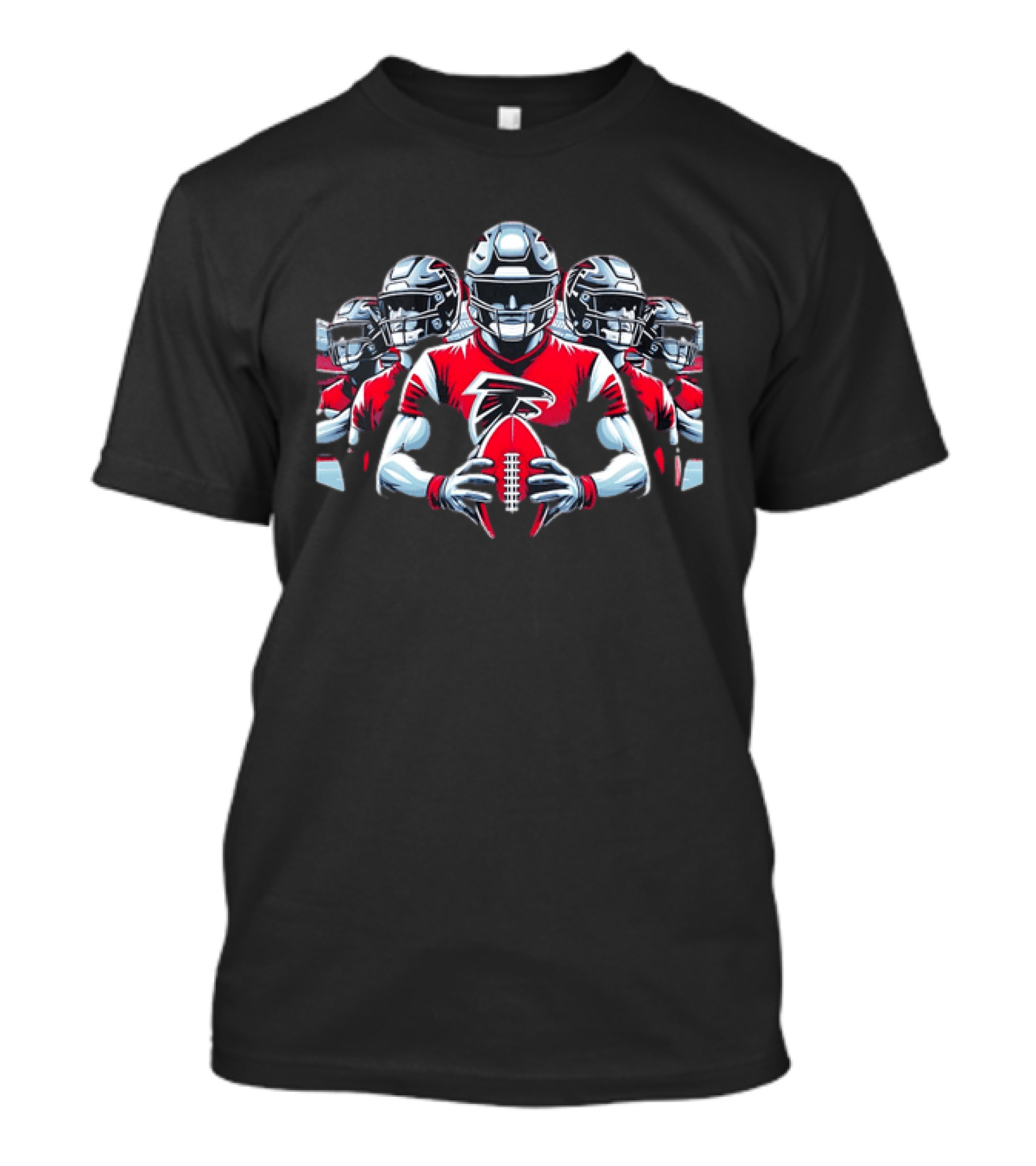 Atlanta Falcons Football Players Red Jersey Art Holding Team Ball T-Shirt