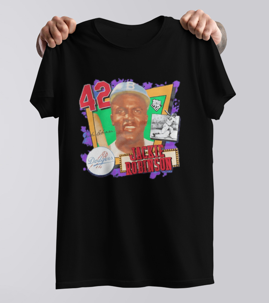 Jackie Robinson 42 Los Angeles Dodgers Topps 75 Baseball Legend T-Shirt