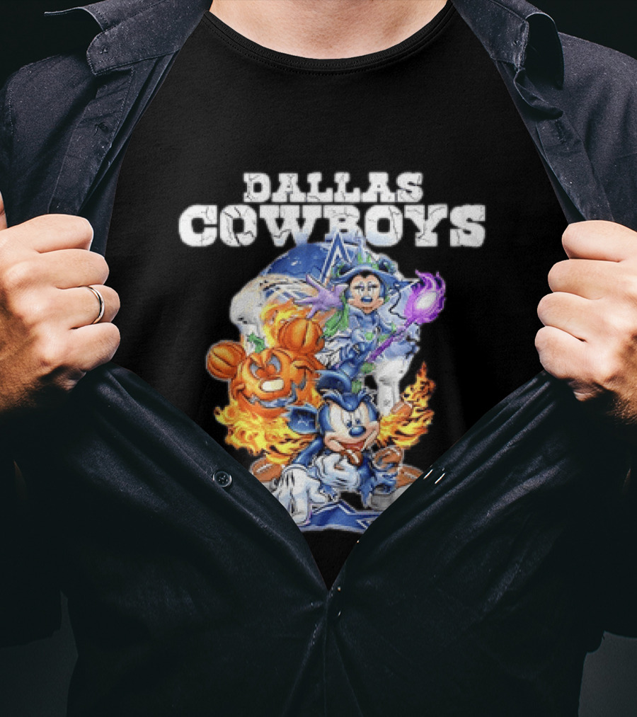 Dallas Cowboys Disney Halloween Mickey Pumpkin Magic Collaboration T-Shirt