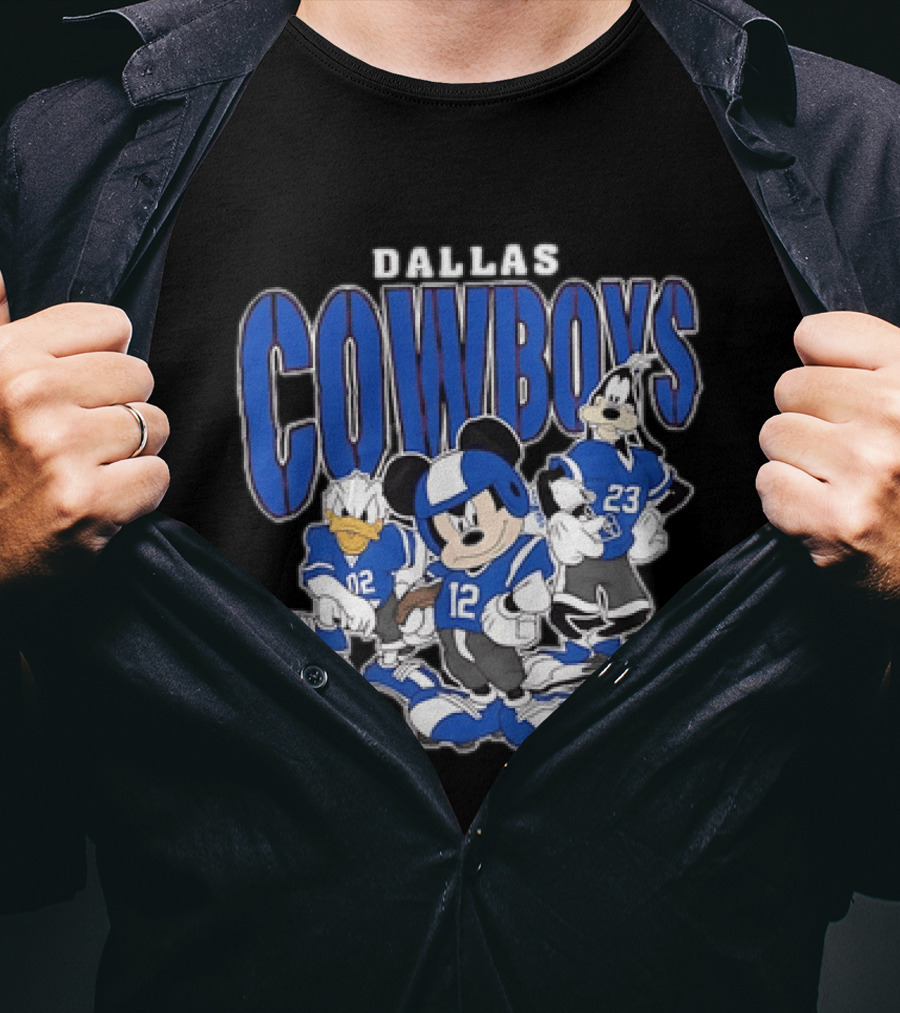 Dallas Cowboys Mickey Mouse Donald Duck Goofy Football Team Collaboration T-Shirt