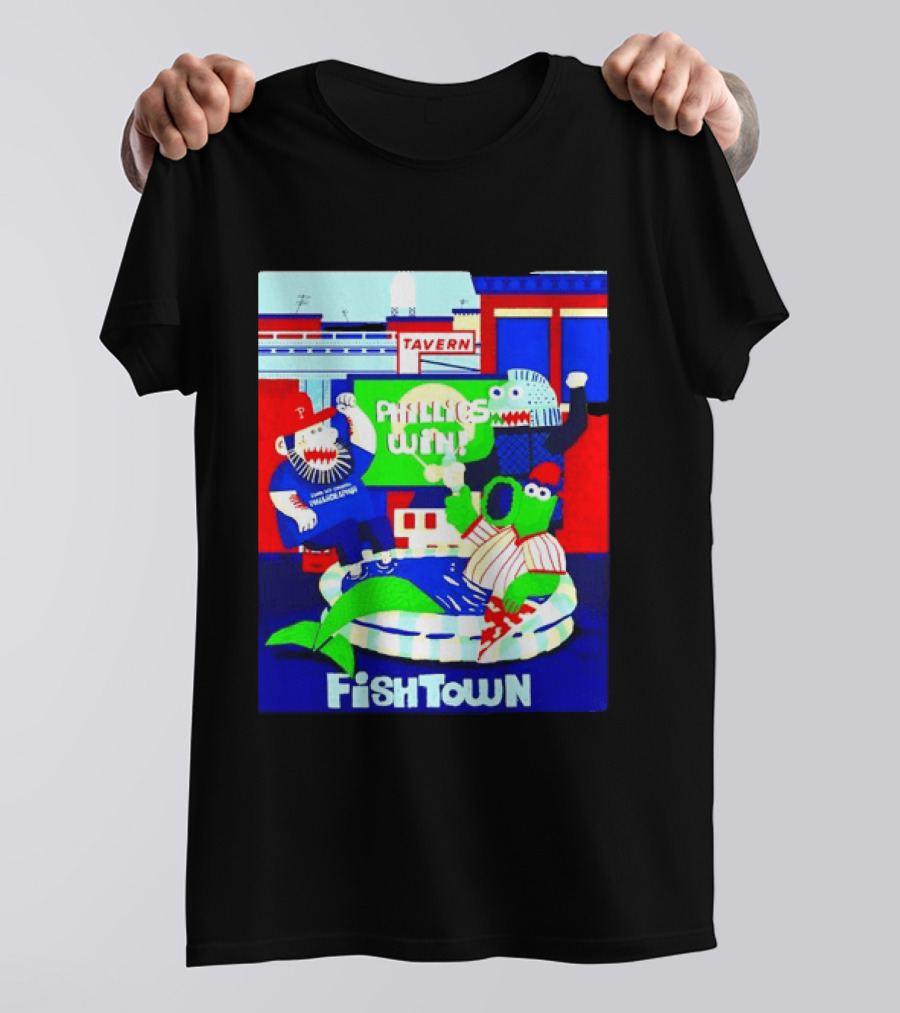 Phillies Win City Of Neighborhoods Fishtown Phillies Phanatic Tavern Scene T-Shirt
