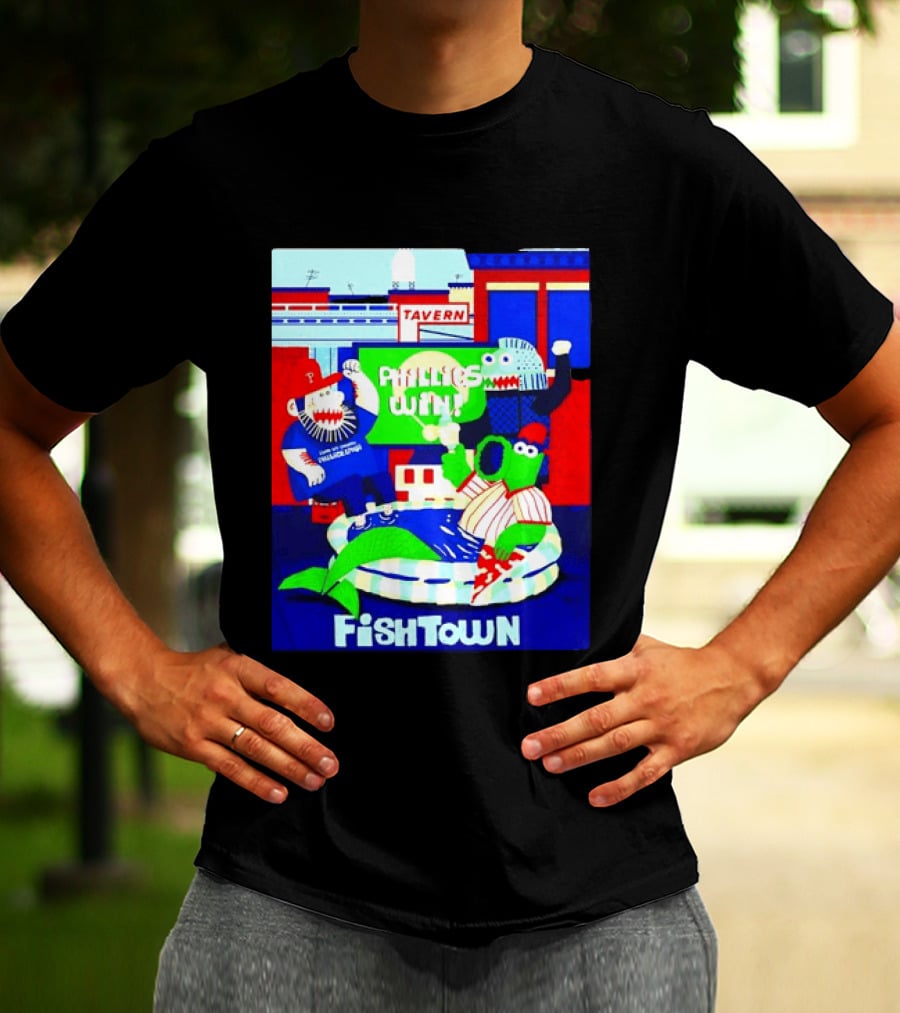Phillies Win City Of Neighborhoods Fishtown Phillies Phanatic Tavern Scene T-Shirt