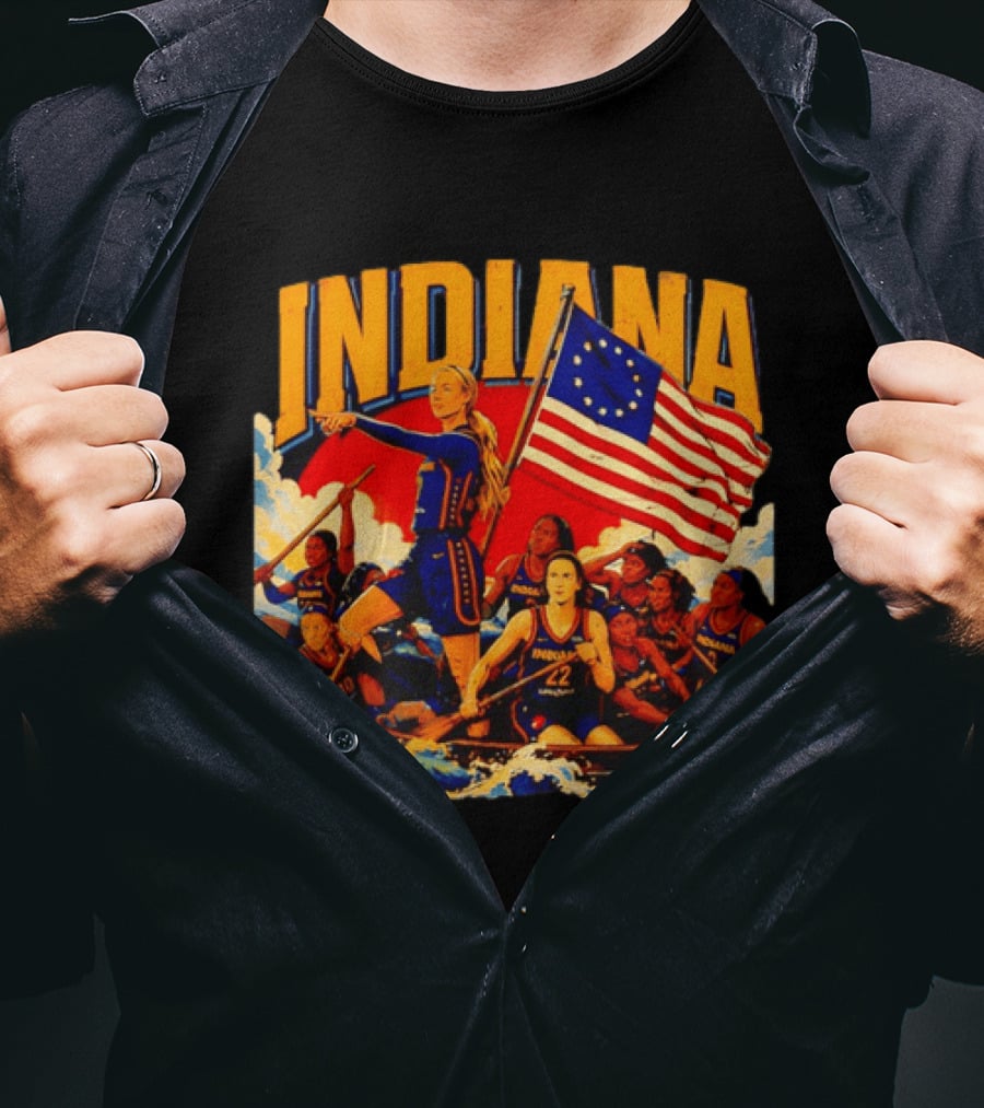 Indiana Basketball Team Sophie Cunningham Crossing The Delaware Flag T-Shirt