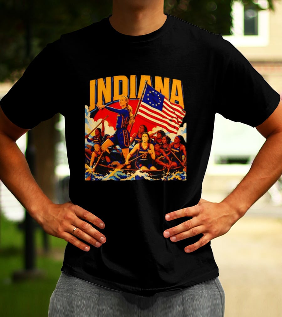 Indiana Basketball Team Sophie Cunningham Crossing The Delaware Flag T-Shirt
