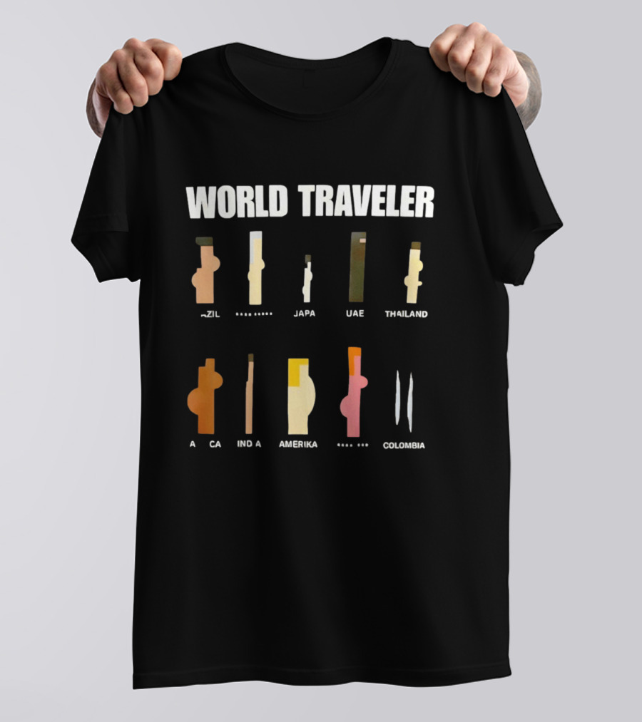 World Traveler Brazil Japan UAE Thailand Africa India America Colombia 2026 T-Shirt